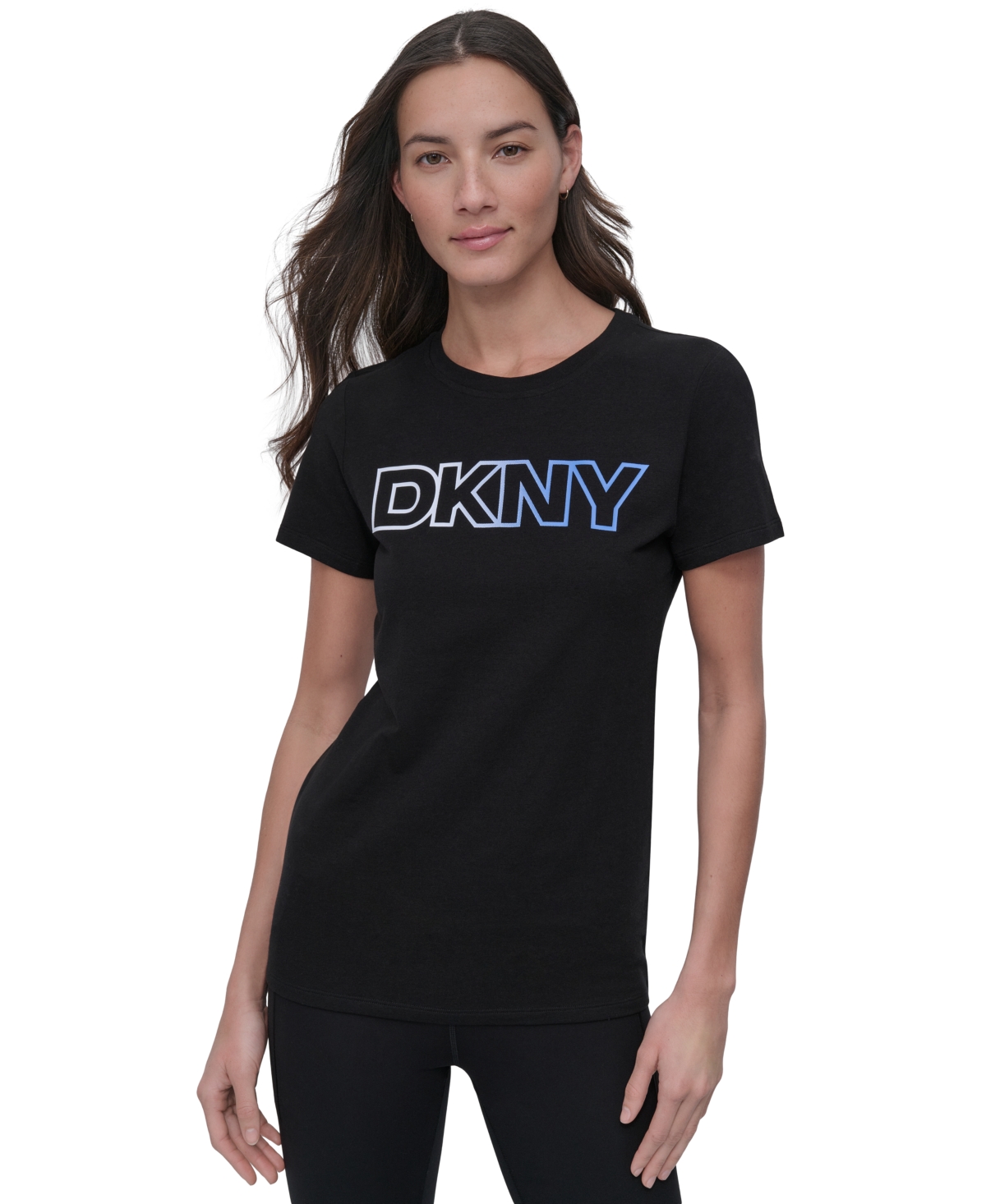 Dkny Sport Women's Ombre Outline-logo Crewneck T-shirt