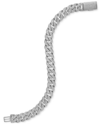 Esquire Men's Jewelry Diamond Cuban Link Bracelet (2 ct. t.w.) in Sterling Silver, Exclusively at Macy's