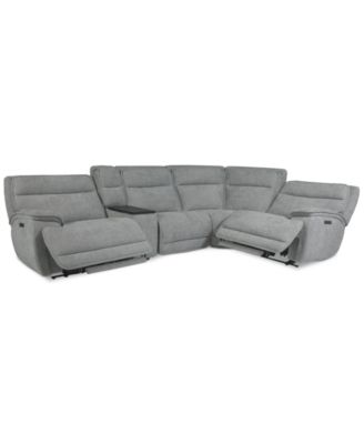 Ozryn 5-Pc. Fabric Sectional with Console and 2 Power Motion Chairs, Exclusively at Macy's