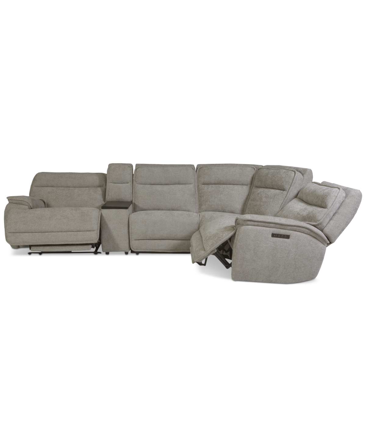 Macy's Ozryn 5-pc. Fabric Sectional With Console And 2 Power Motion Chairs, Exclusively At  In Gray