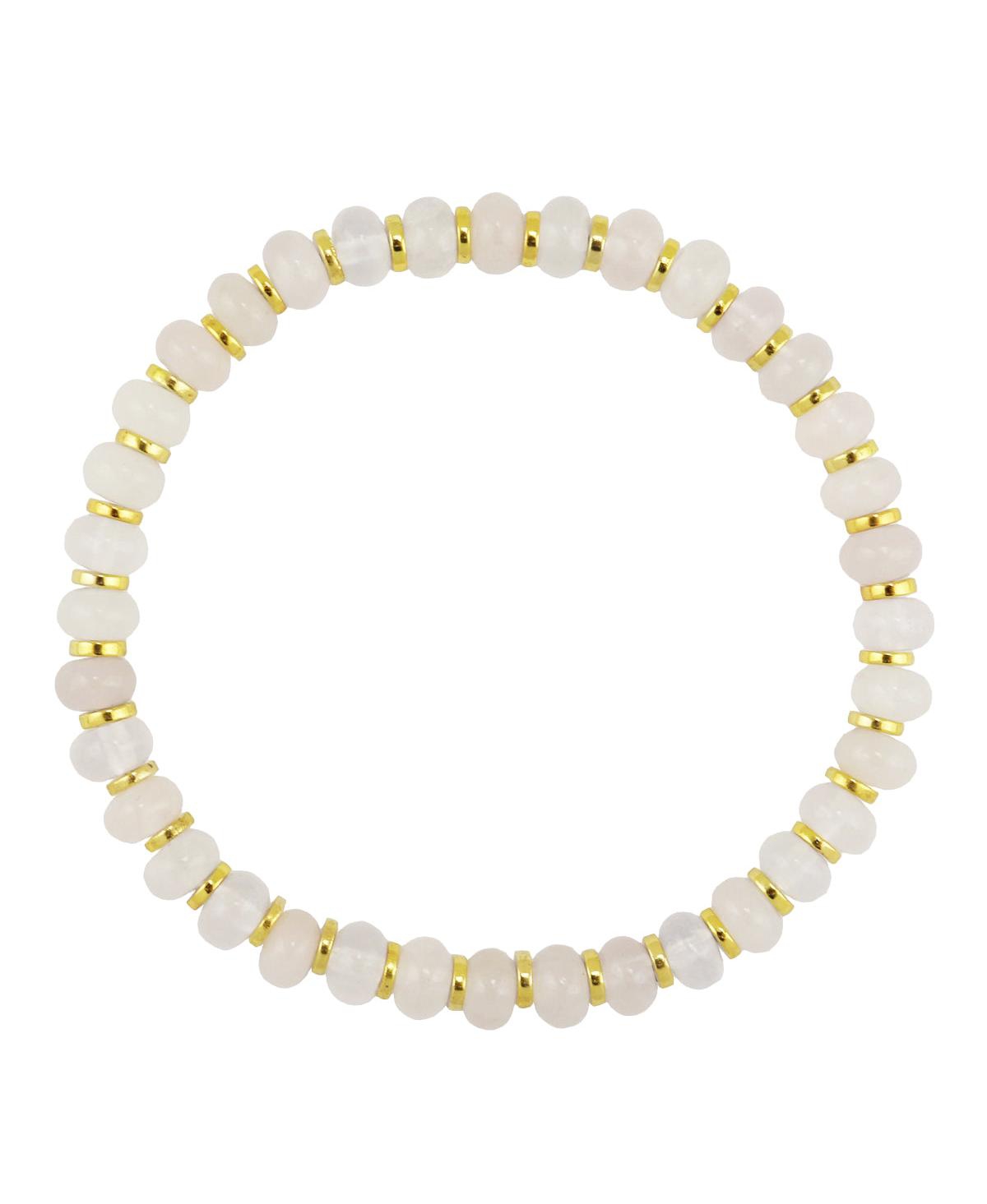 Genuine Stone Beaded Stretch Bracelet - Light Pink