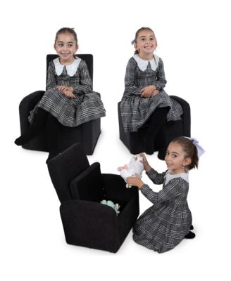 Kids Comfy Upholstered Recliner Chair with Hidden Storage Compartment
