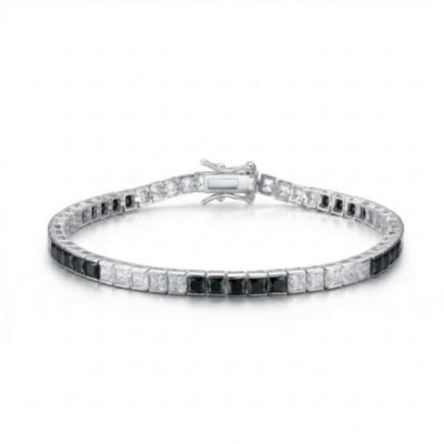 Sterling with Colored Cubic Zirconia Tennis Bracelet in Plated or Plated