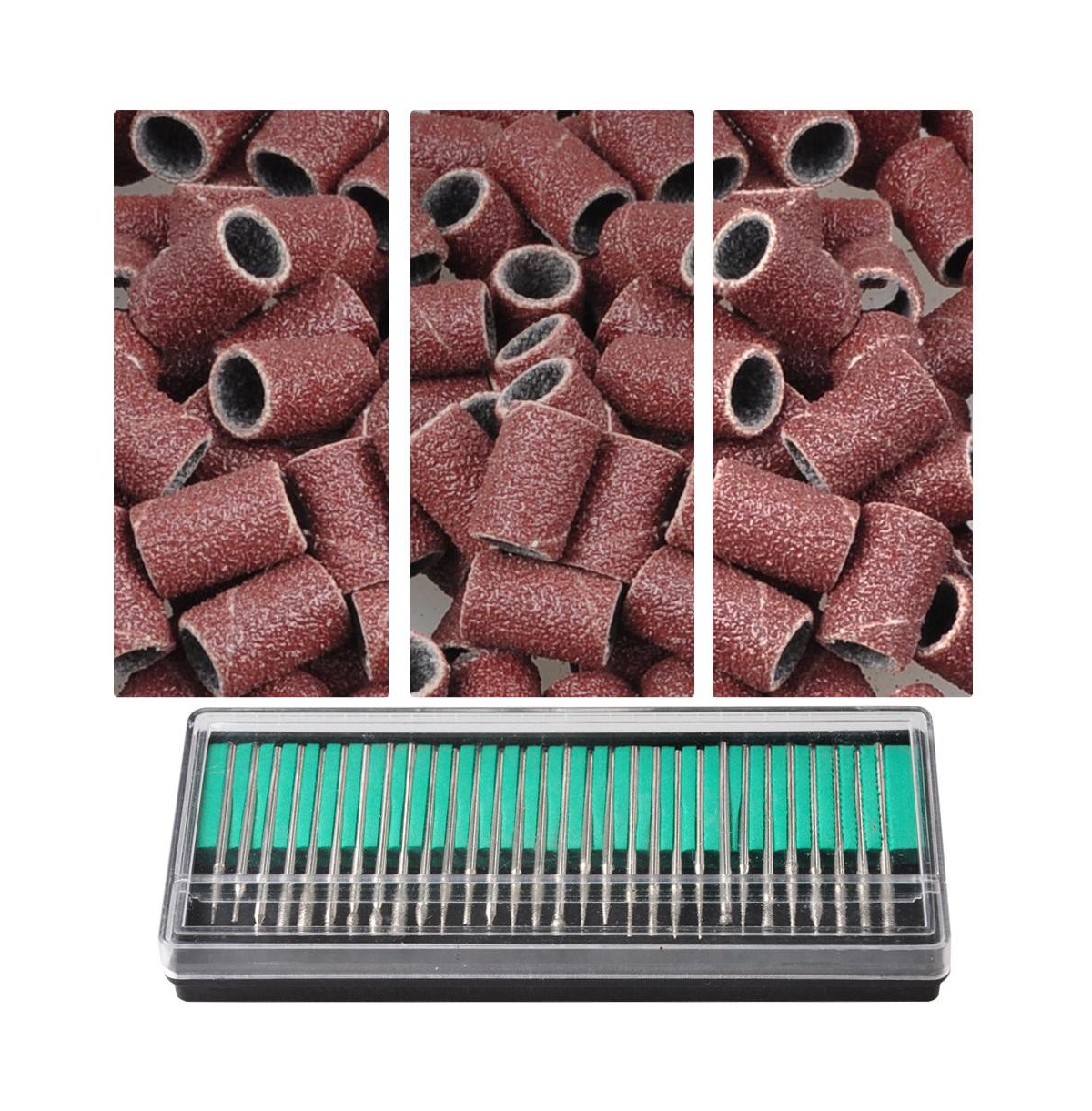 300x Nail Drill Sanding Bands 80" 120" 180" & 30x Bits Nail Drill File Use Art - Natrual