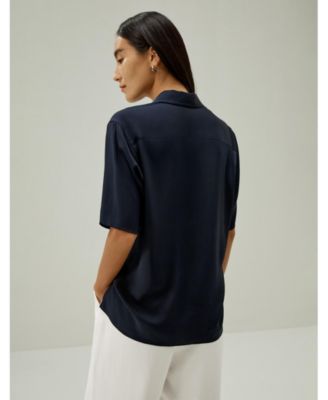 Women's Half-Placket Short Sleeve Button Up Shirt