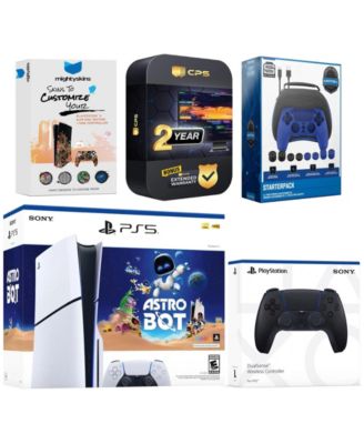 PlayStation 5 Slim Disc Astro Bot Bundle with Extra  Controller, Pro Gamer Kit, MightySkins Code and 2 Year Extended Warranty