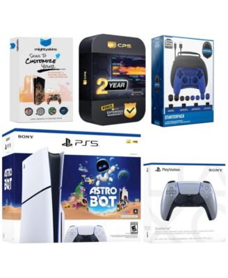 PlayStation 5 Slim Disc Astro Bot Bundle with Extra  Controller, Pro Gamer Kit, MightySkins Code and 2 Year Extended Warranty