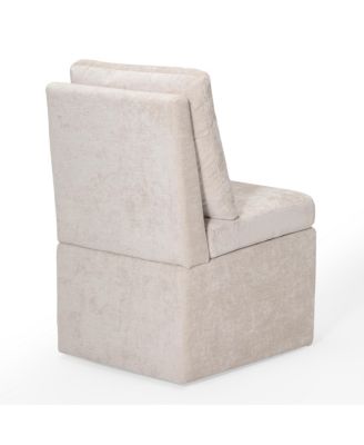 Modern Upholstered Chenille Armless Dining Chairs With Casters