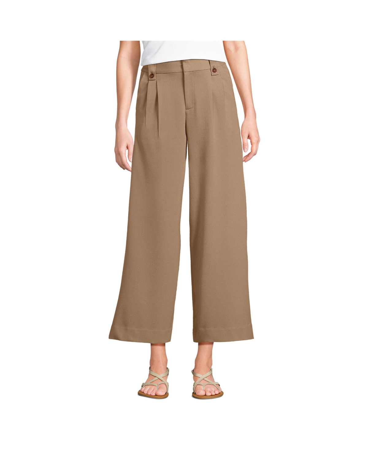 Women's Soft Polish High Rise Wide Leg Crop Pants - Rich camel