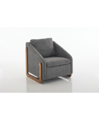 Modern Chenille Armchair with Wooden Frame