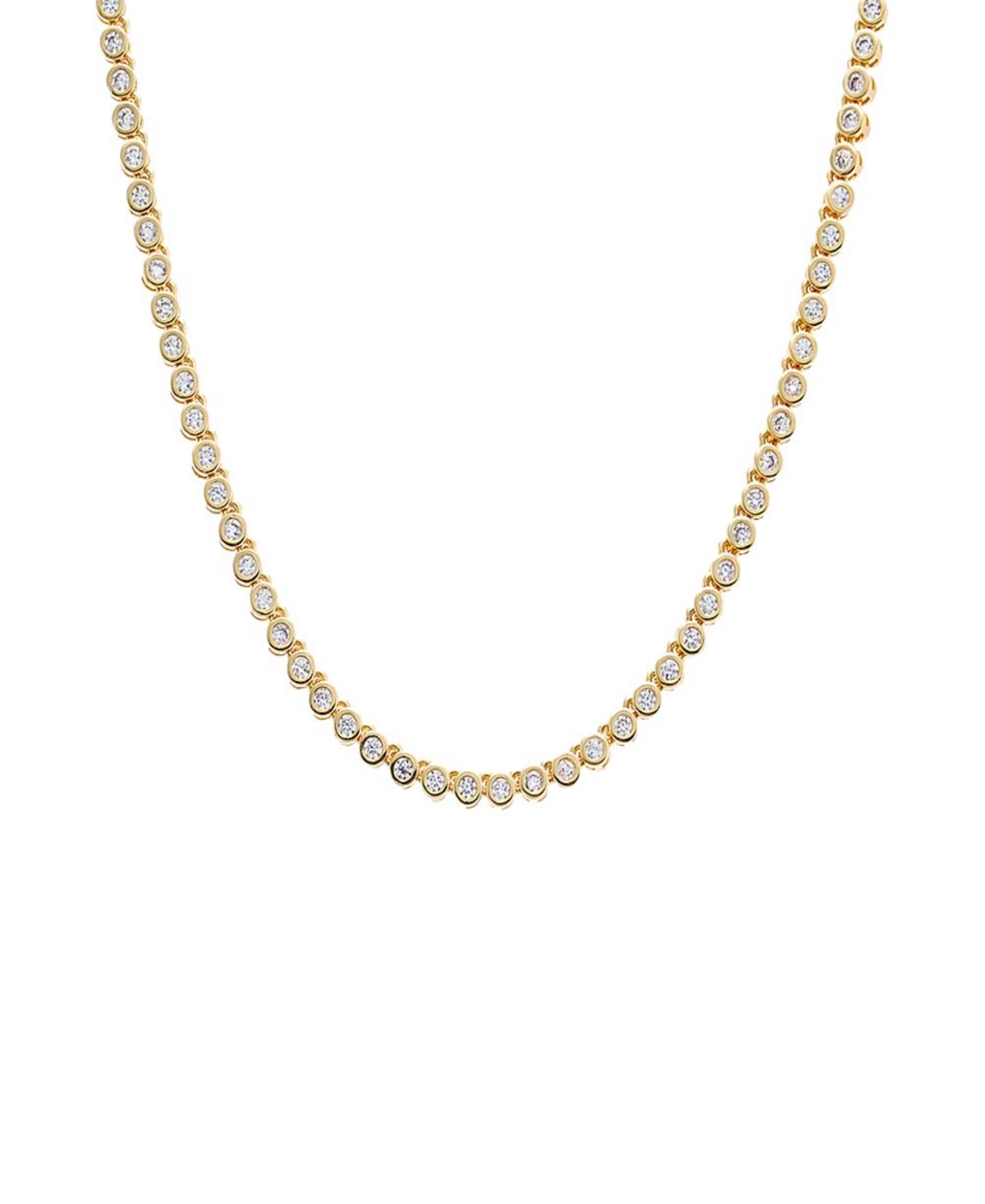 Cubic Zirconia Bezel Tennis Necklace - Gold