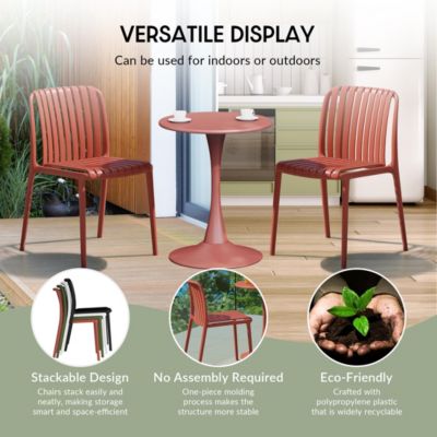 Outdoor Stackable Polypropylene Plastic Dining Side Chairs Set of 2
