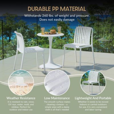 Outdoor Stackable Polypropylene Plastic Dining Side Chairs (Set of 2)