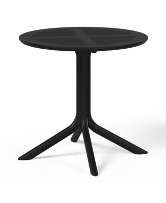 5-Piece Outdoor Resin Round Patio Dining Table Set with Modern Stackable Patio Dining Chairs