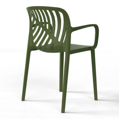 5-Piece Outdoor Resin Round Patio Dining Table Set with Modern Stackable Patio Dining Chairs