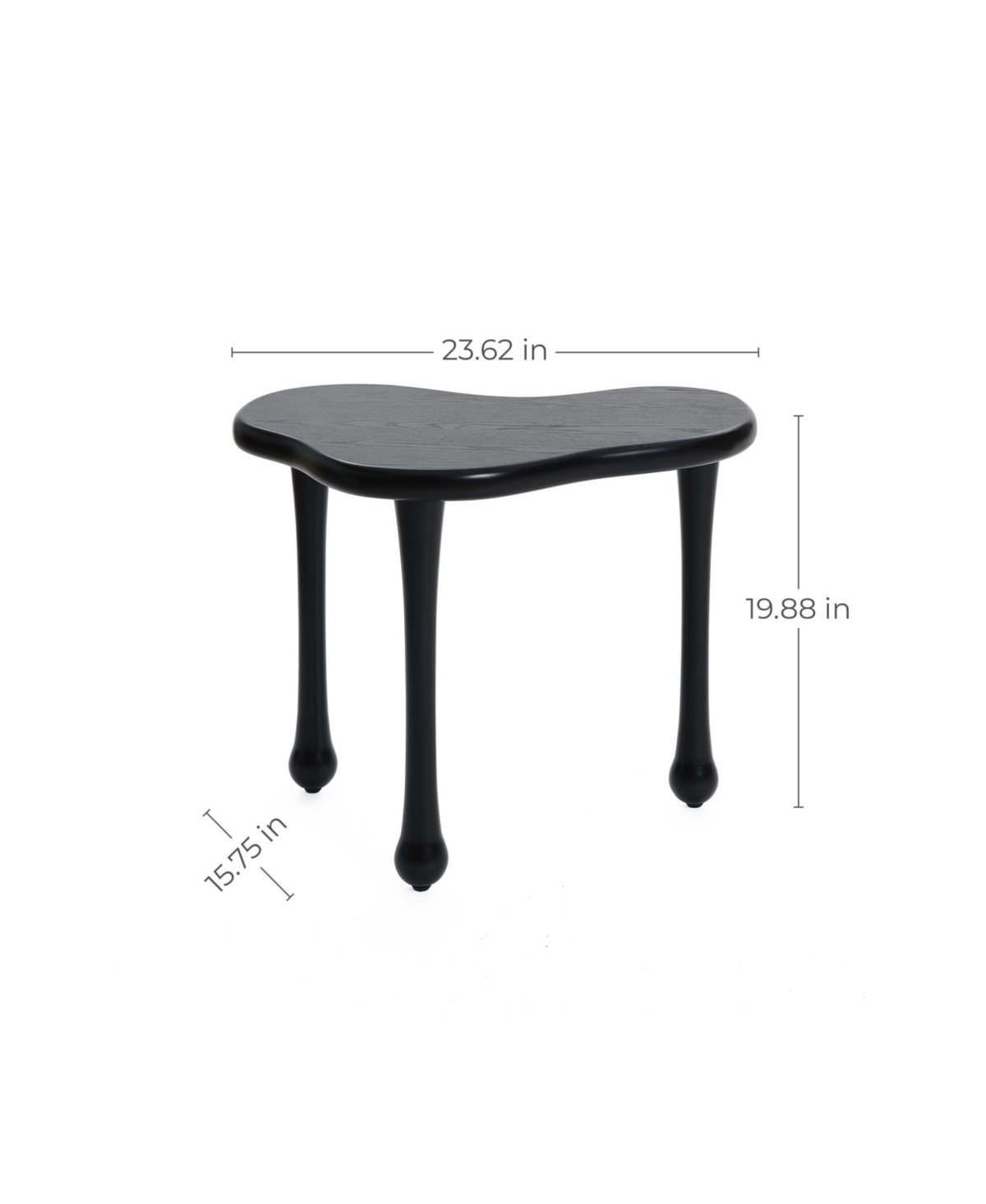 Luxenhome Black Wood Irregular Shape 19.9-inch Tall Side Table In Black