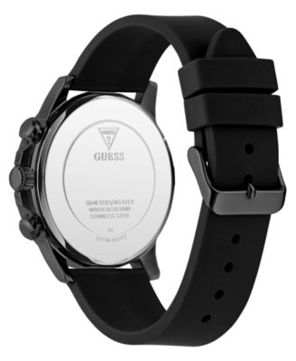 Men's Multi-Function Black Silicone Watch, 44mm