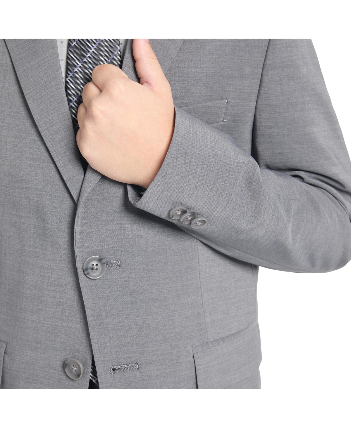 Kenneth Cole Reaction Big Boys Melange Slim Suit In Gray
