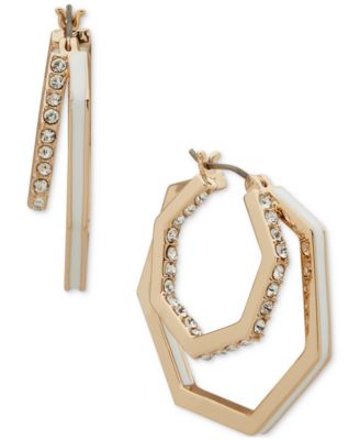 KARL LAGERFELD PARIS - Gold-Tone Medium Pav&eacute; & Color Geometric Split-Hoop Earrings, 1"