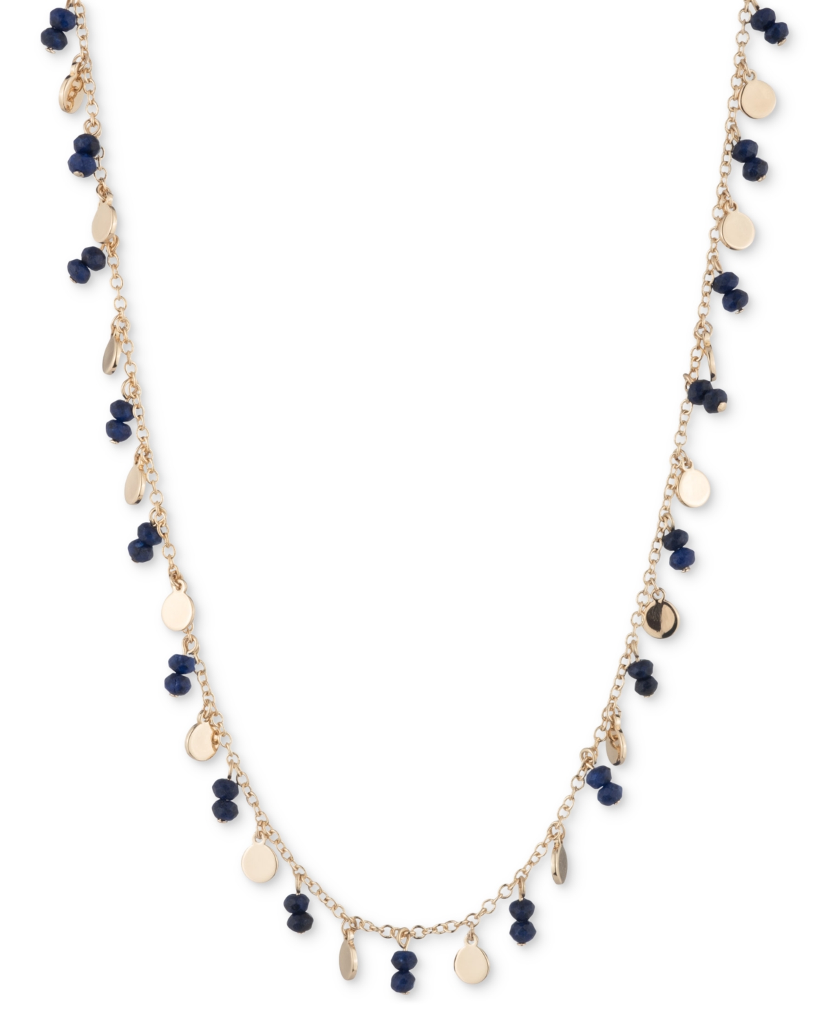 Gold-Tone Shaky Disc & Bead Collar Necklace, 16" + 3" extender - Navy