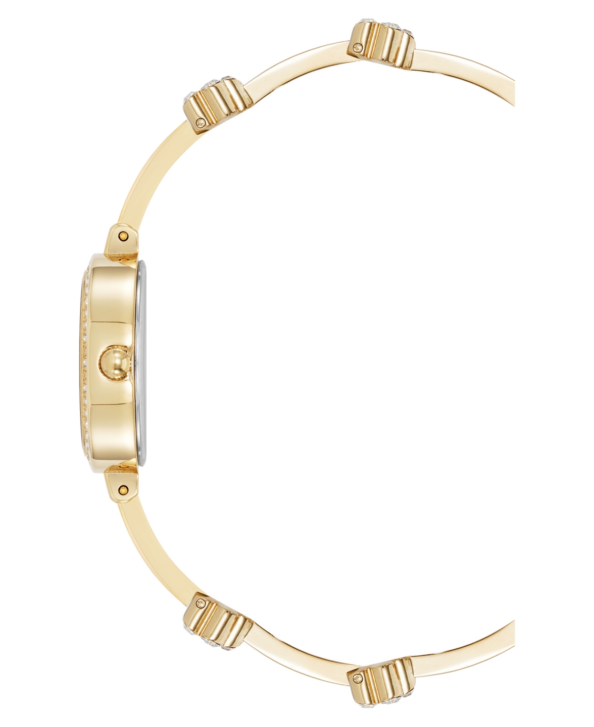 Anne Klein Women's Quartz Delicate Crystal Flower Gold-tone Stainless Steel Bracelet Watch Set, 19mm In Gold