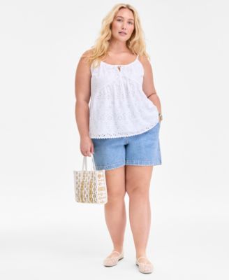 Trendy Plus Size Eyelet Camisole, Exclusively at Macy's 