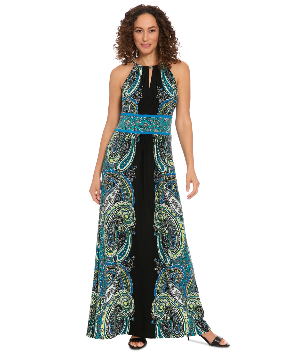 London Times Women's Printed Sleeveless Maxi Dress