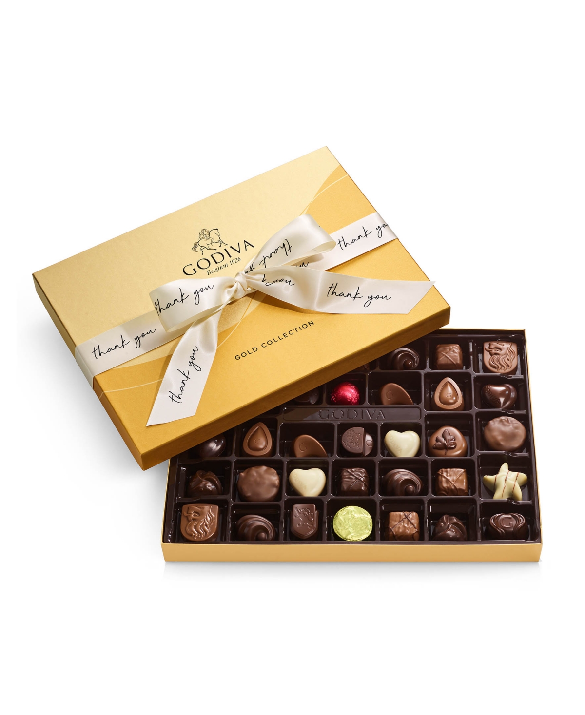 Shop Godiva Assorted Milk Chocolate Gift Box, Thank You Ribbon, 36 Piece In No Color