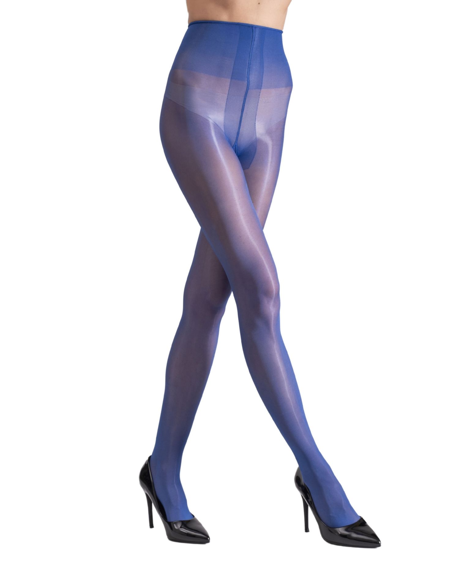 Women's Lustrous Silky Shiny 40 Denier Semi-Opaque High-Waist Pantyhose Tights SKU11003-BL