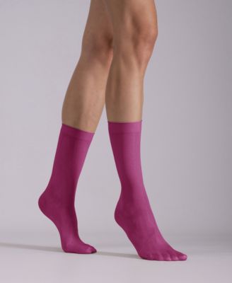 Women's Set of 2 Lustrous Silky Shiny Sheer Dress Socks SKU15002-BL	