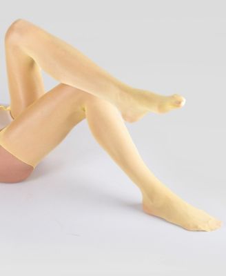 Women's Lustrous Silky Shiny Sheer Suspender Crotchless High-Waist Pantyhose Tights