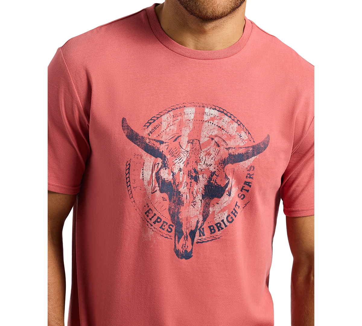 Buffalo David Bitton Men's Tarz Relaxed Fit Short Sleeve Bull Skull Graphic Crewneck T-shirt