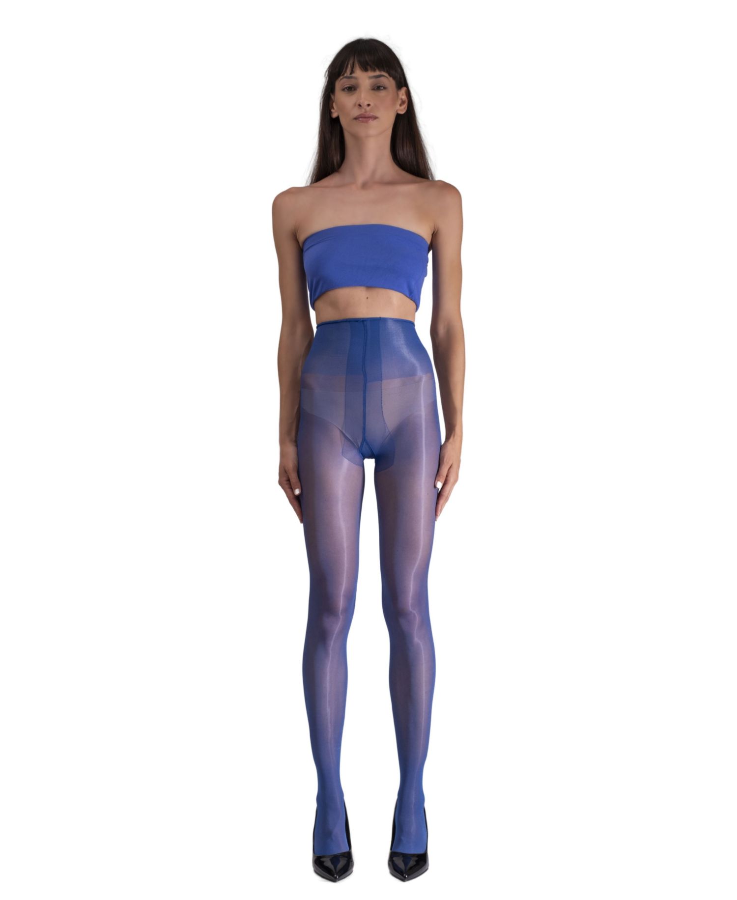 Women's Lustrous Silky Shiny 40 Denier Semi-Opaque High-Waist Pantyhose Tights SKU11003-BL