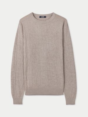 Men's Lightweight Silk Cashmere Textured Sweater Taupe