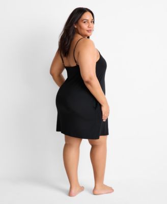 Women's Solid Shelf-Bra Chemise