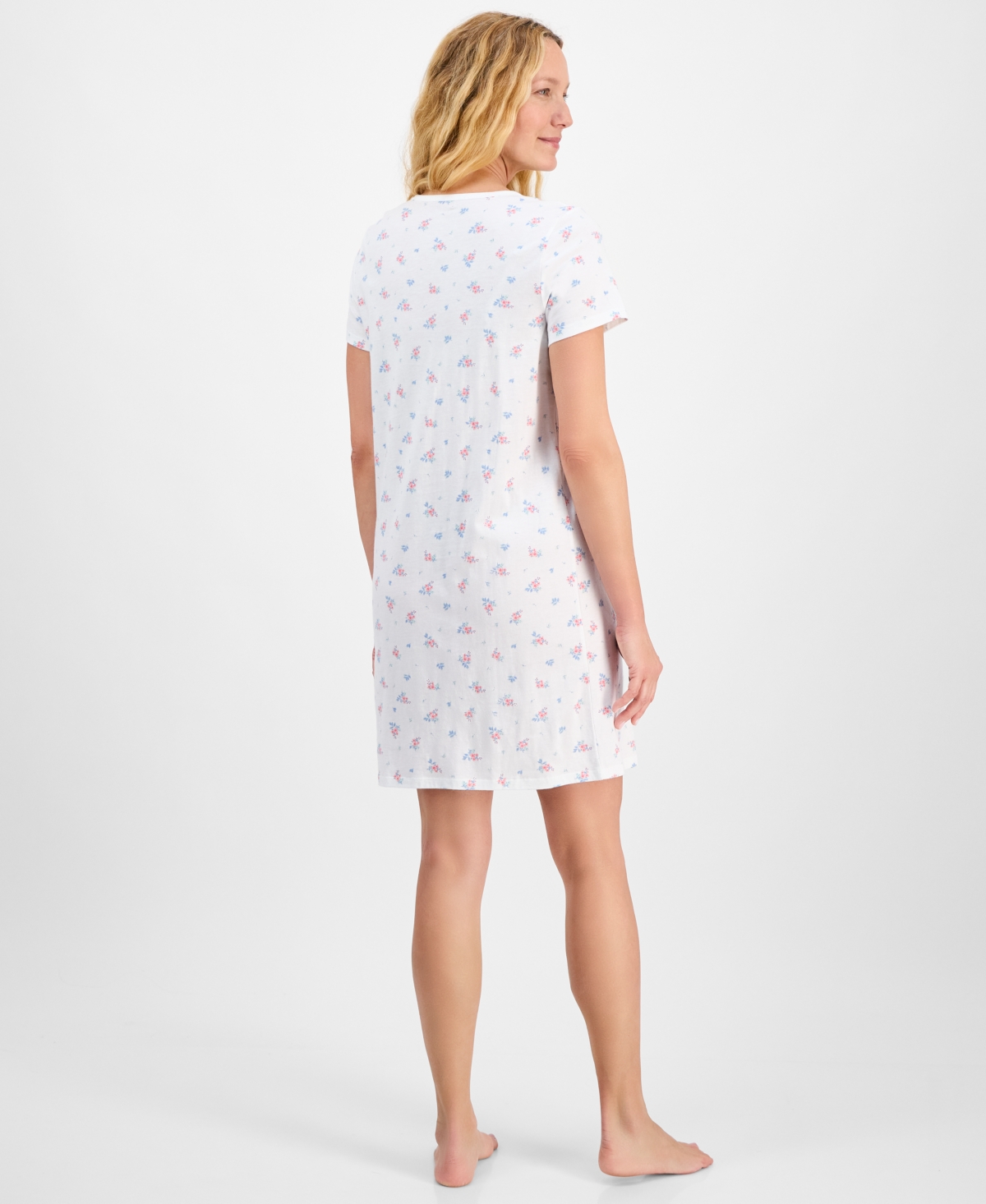 CHARTER CLUB WOMEN'S COTTON PRINTED HENLEY SLEEPSHIRT, CREATED FOR MACY'S 