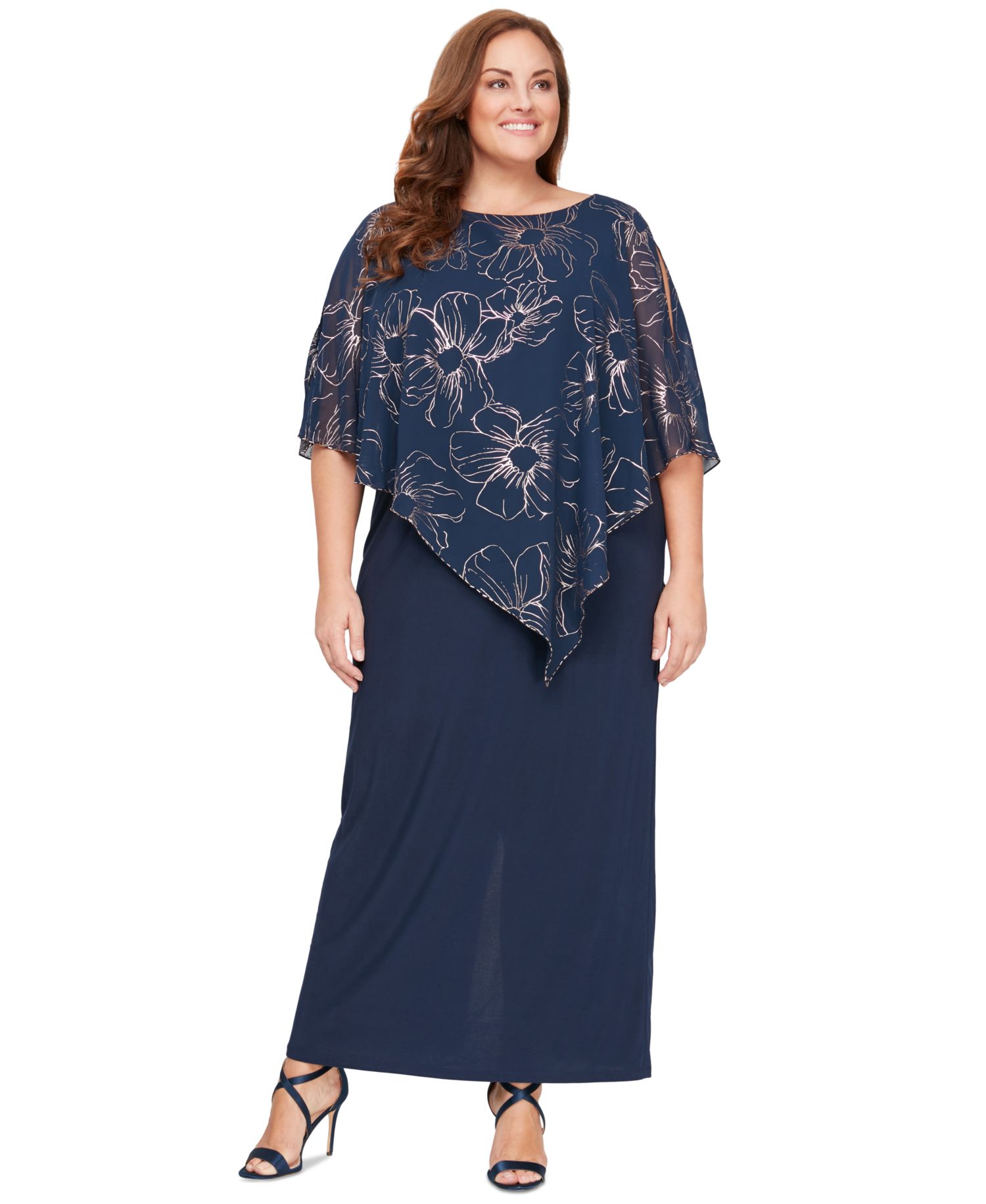 Plus Size Floral-Print Overlay Dress