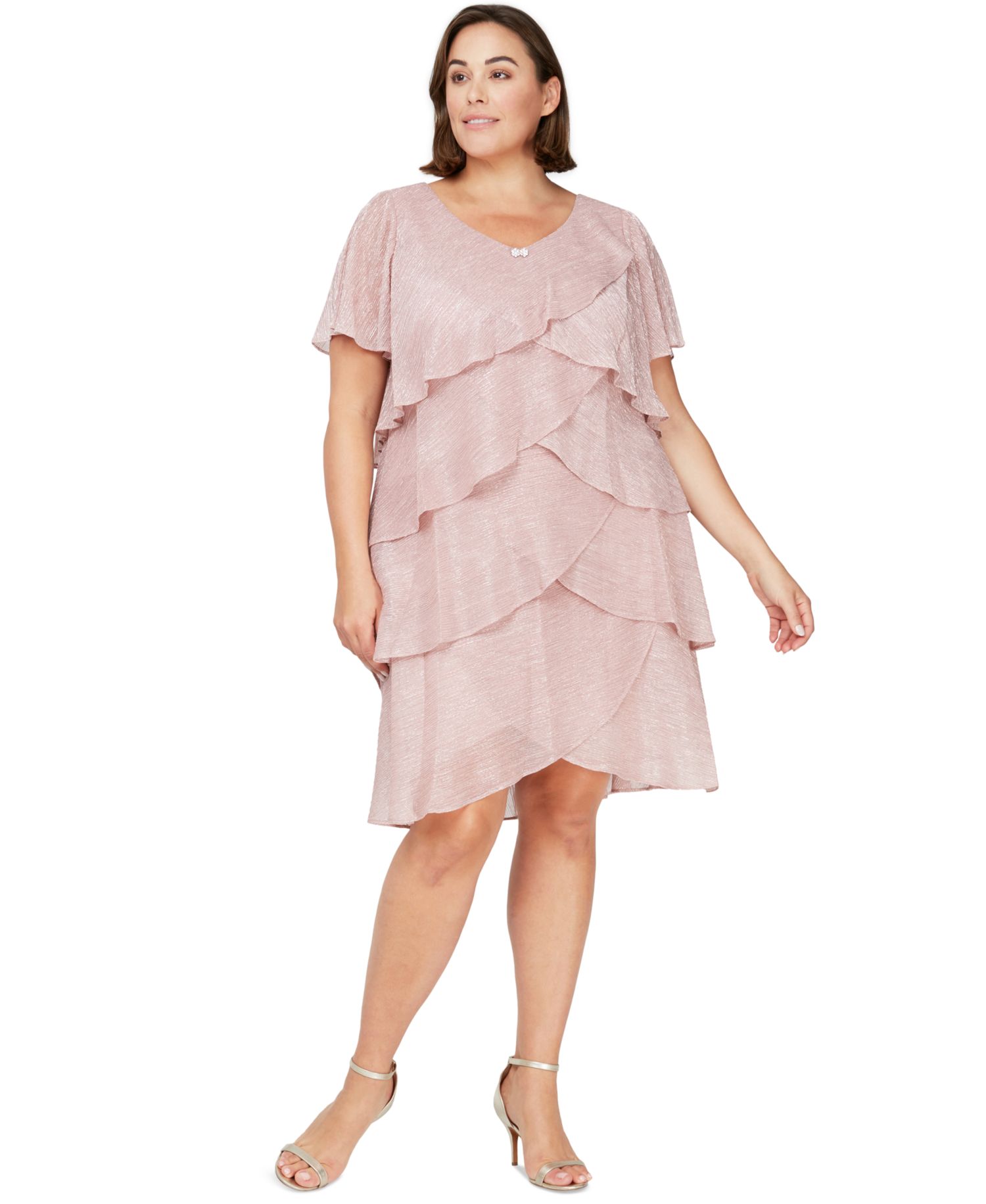 Plus Size Tiered Metallic Dress