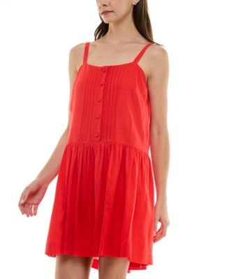 Petite Pintuck Square-Neck Mini Dress