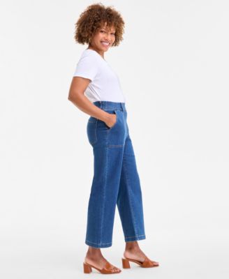 Petite High-Rise Straight Utility Jeans, Macy's Exclusive