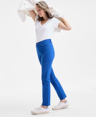 Women's Straight-Leg High Rise Twill Pants, Created for Macy's