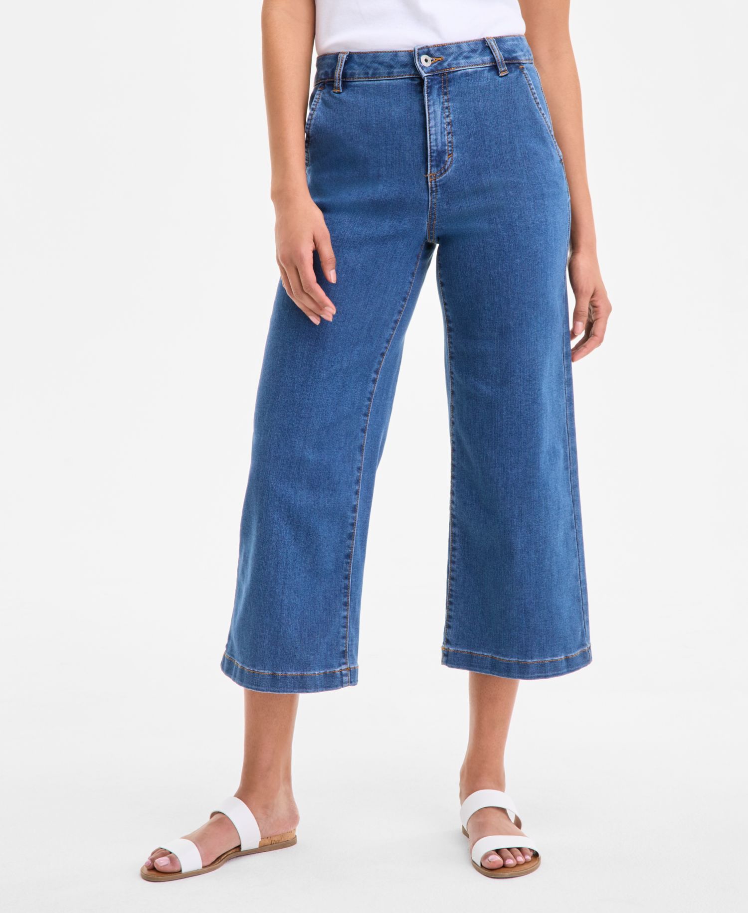 Petite High-Rise Wide-Leg Crop Jeans