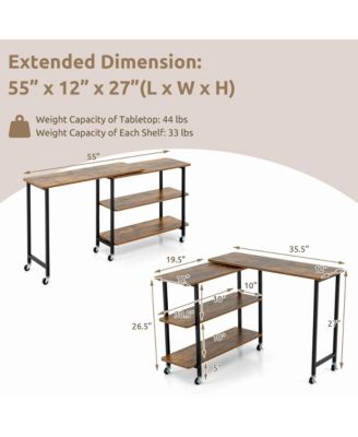 360° Rotatable Sofa Side Table L-shaped Laptop Desk Snack Table withShelf Patented