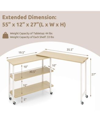 360° Rotatable Sofa Side Table L-shaped Laptop Desk Snack Table withShelf Patented