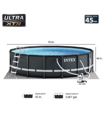 Ultra XTR 16ft x 48in Outdoor Frame Above Ground Swimming Pool Set w/ Pump