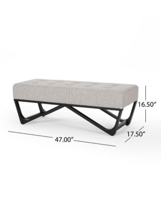 Upholstered Bench with Black Geometric Legs and Modern Bentwood Frame for Living Room or Bedroom