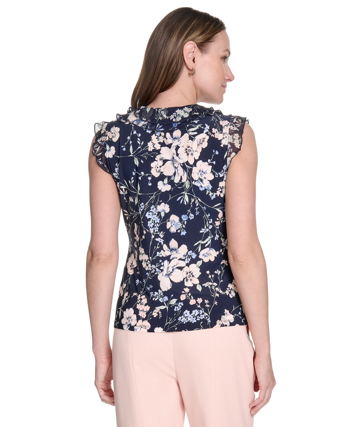 Tommy Hilfiger Women's Floral-print Ruffle V-neck Top