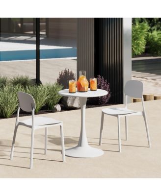 Modern Stackable Polypropylene Plastic Patio Dining Chair Set of 2