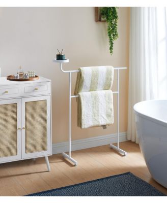 Valet Clothes Stand with Storage Tray, Towel Rack, Blanket Drying Holder for Bedroom