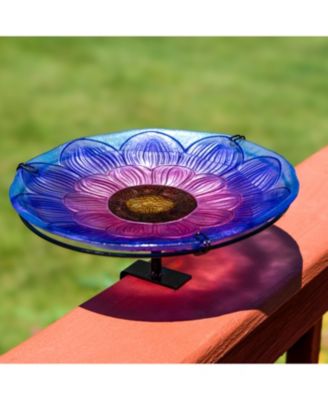 Glass Bird Bath with Deck-Mount or Stake Option